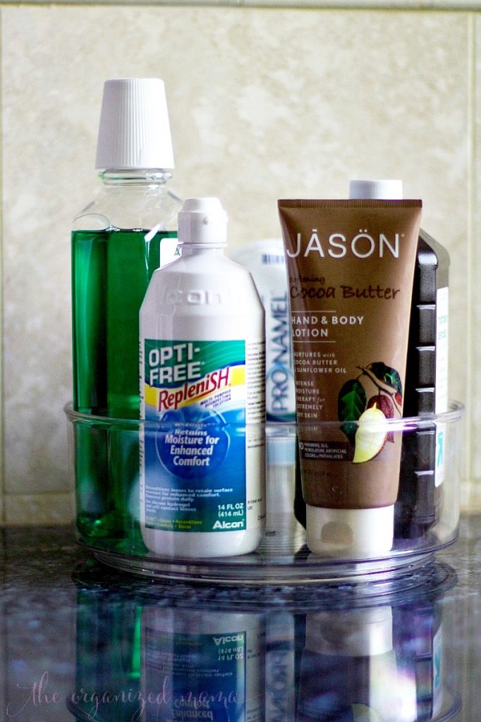 bathroom organization with turntables