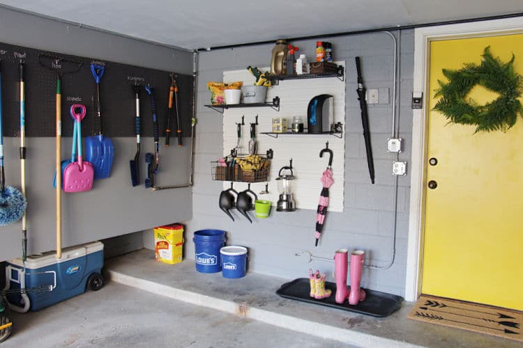Professional organizer shares her tips for how to create effective garden tool storage using products from Lowe's Home Improvement Store! #organized #tools #garden