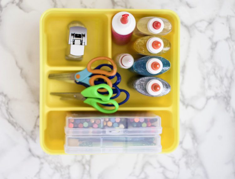 Learn tips for setting up an art cart for kids that makes it both accessible and easy to maintain. Breaking down how to create cart for kids of all ages. #artcart #organized