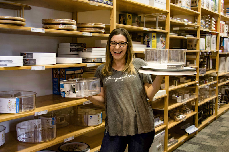 pro organizer holding multiple lazy Susan turntable