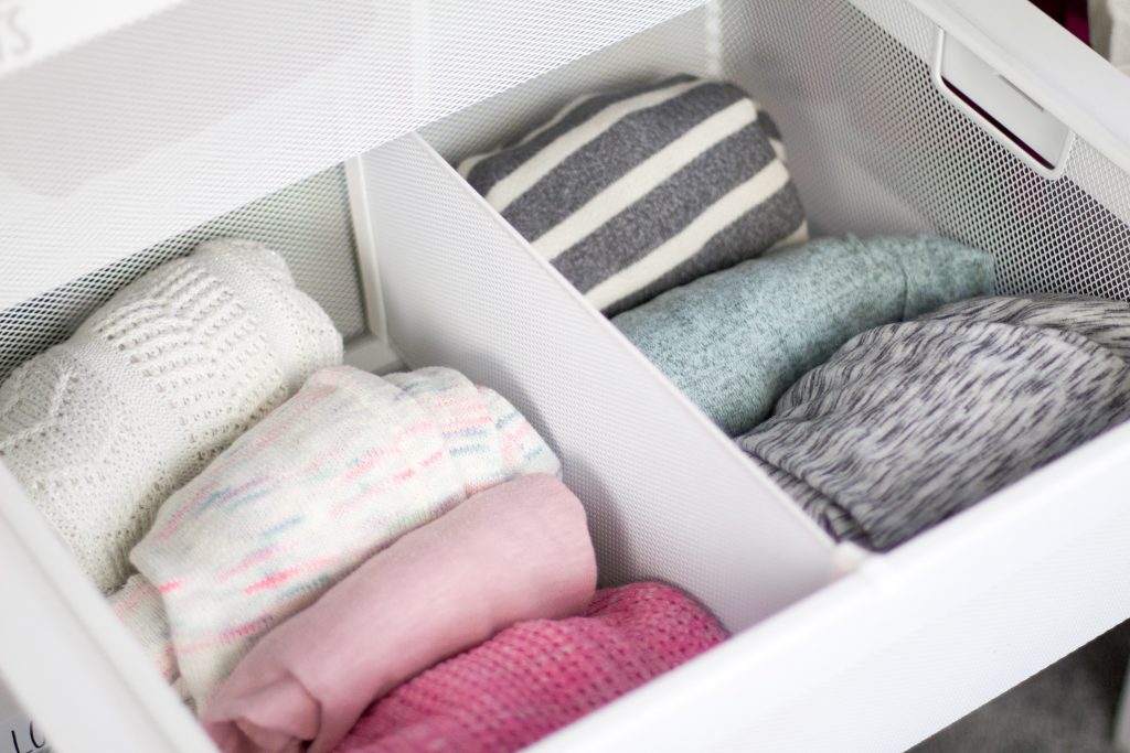declutter kid's room clothing drawers with liners