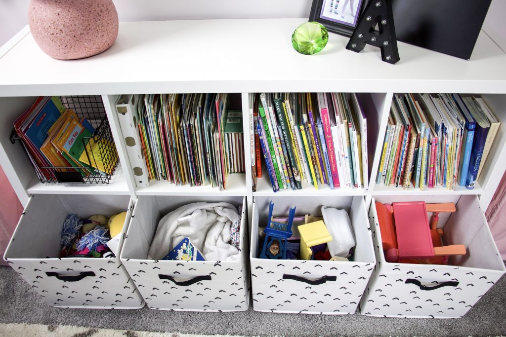 inside bins with toys