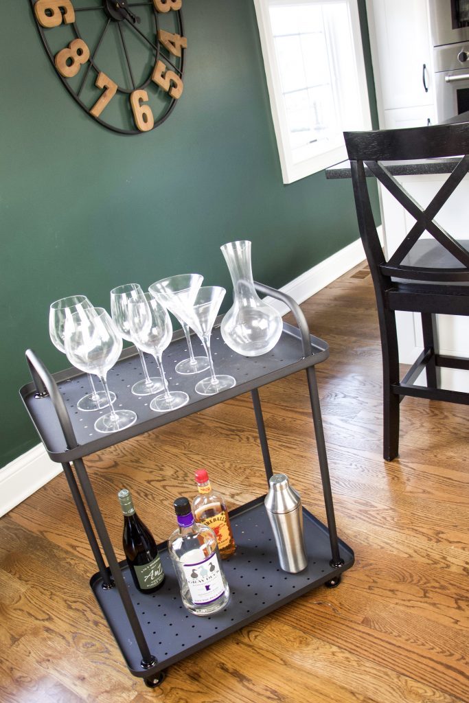 bar cart decor used as a bar cart