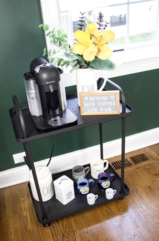 bar cart decor as a coffee cart