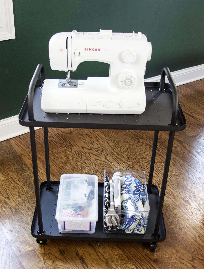 craft cart on a bar cart