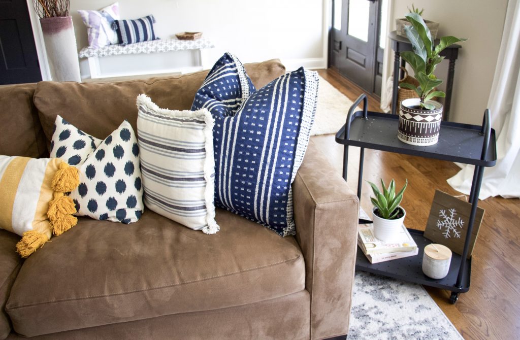 bar cart decor as an end table