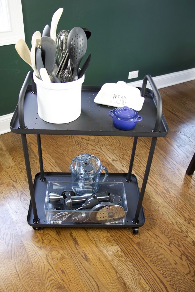 bar cart as a kitchen prep cart