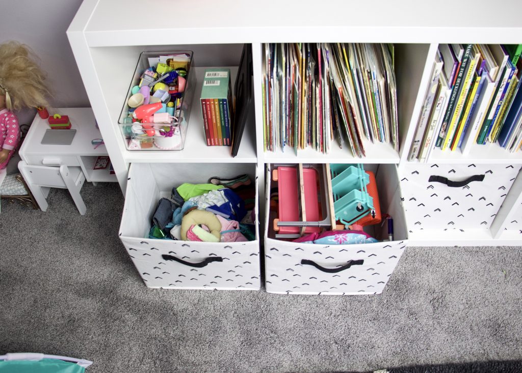 american girl doll storage ideas for clothes and food inside bin