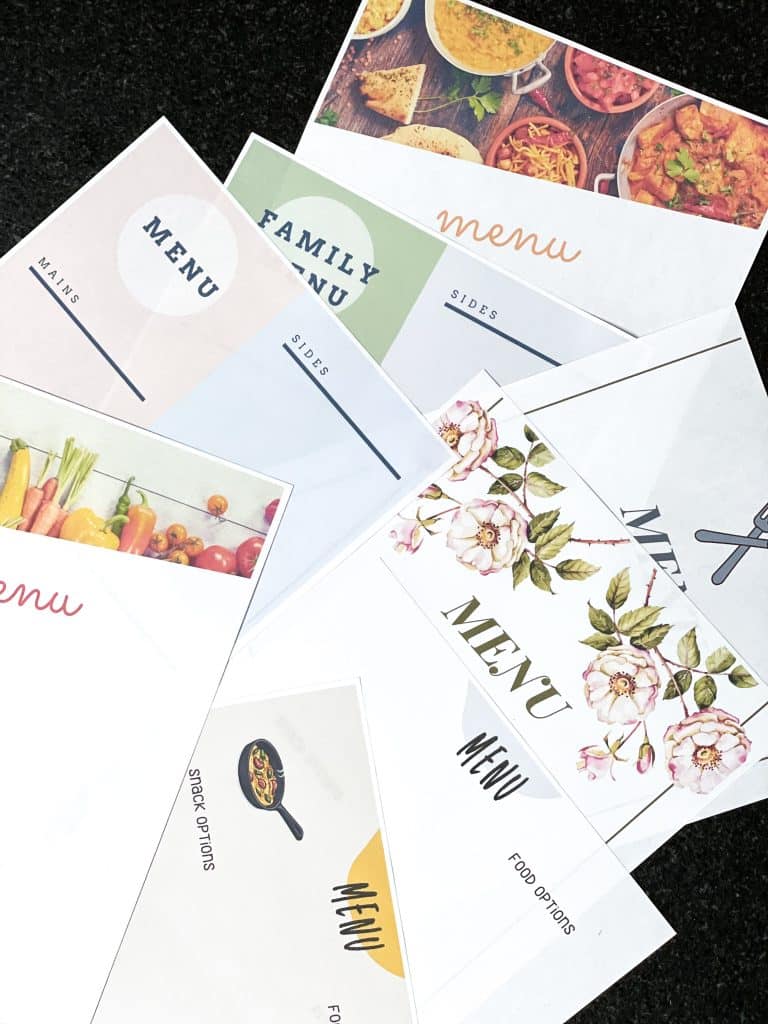 layout of family meal planners on counter