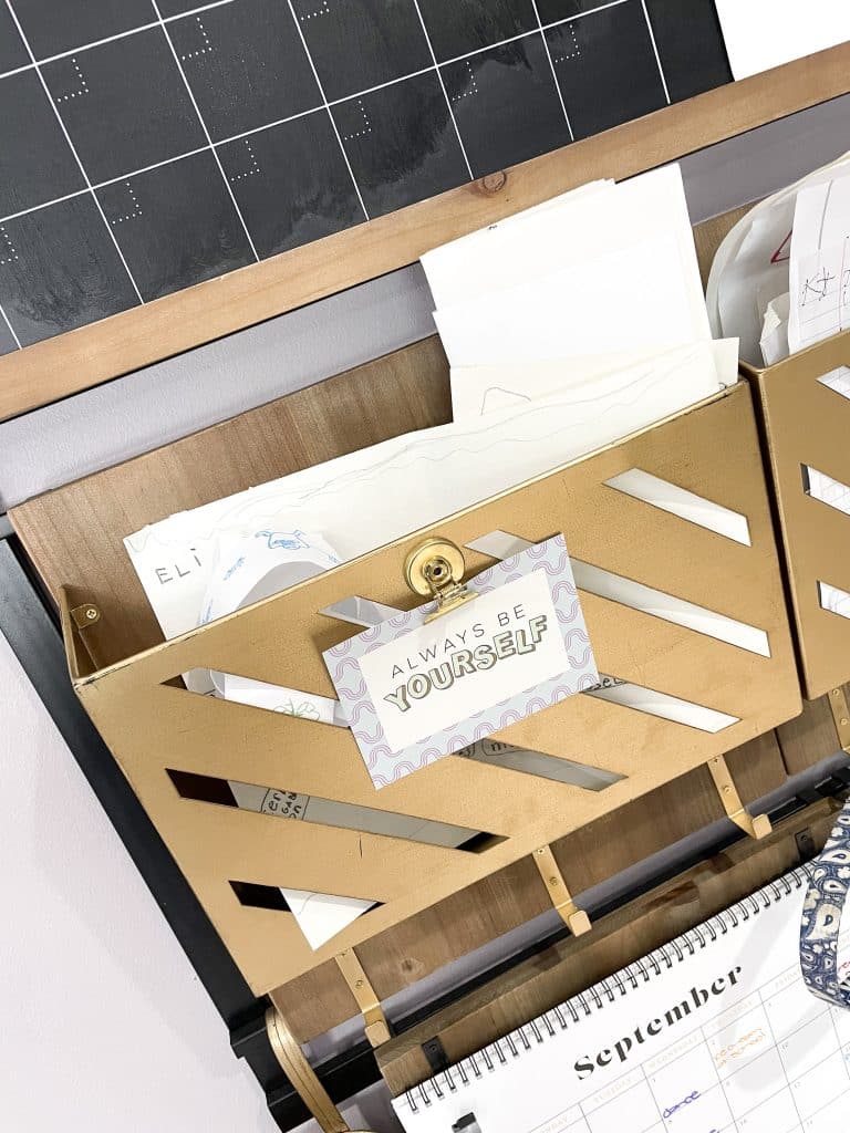 file hangers on command center with paper inside