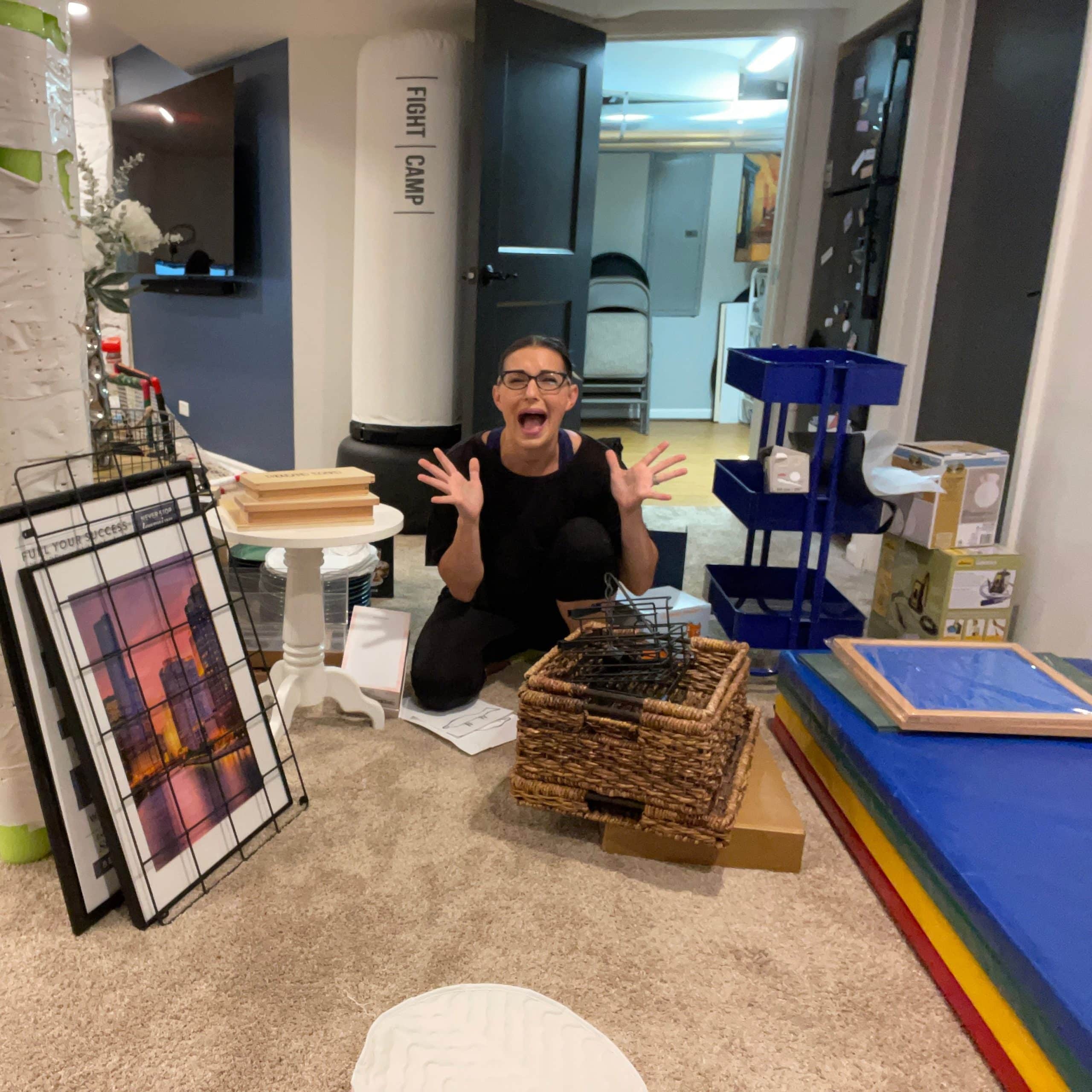 basement with clutter and items piling up