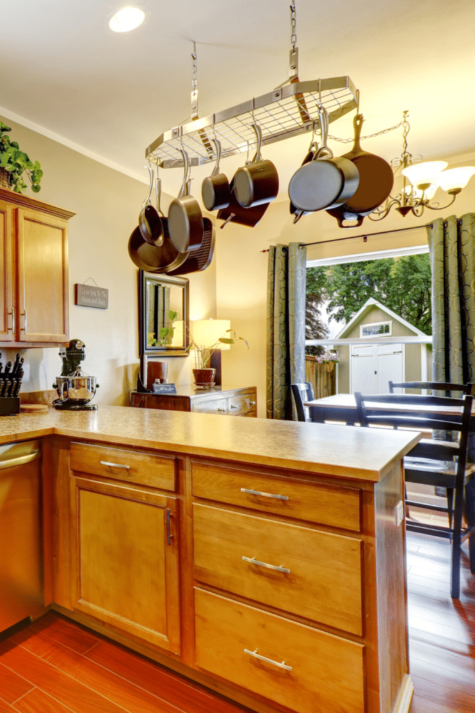 hanging pots in kitchen