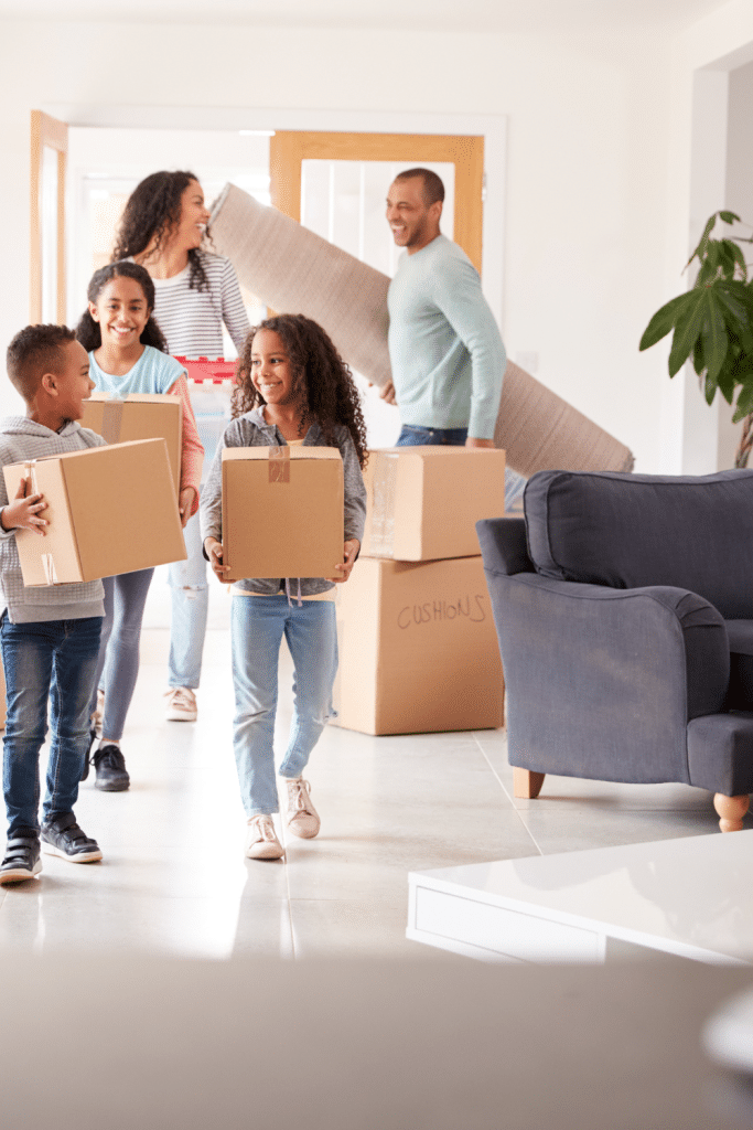family moving boxes