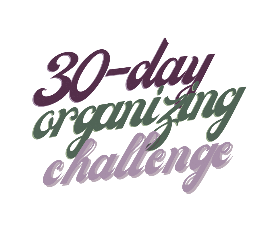 30-day organizing challenge in text