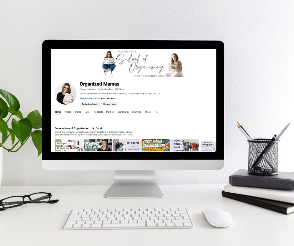 school of organizing youtube channel on desktop computer