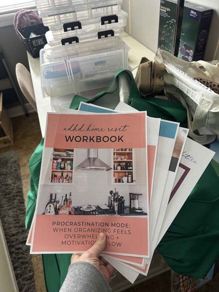 ADHD home reset workbook + decluttering checklist